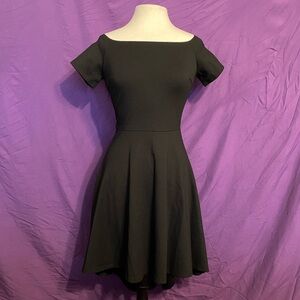 Classic Black Square-Neck Fit & Flare Cocktail Dress from Sarin Mathews. Size M.
